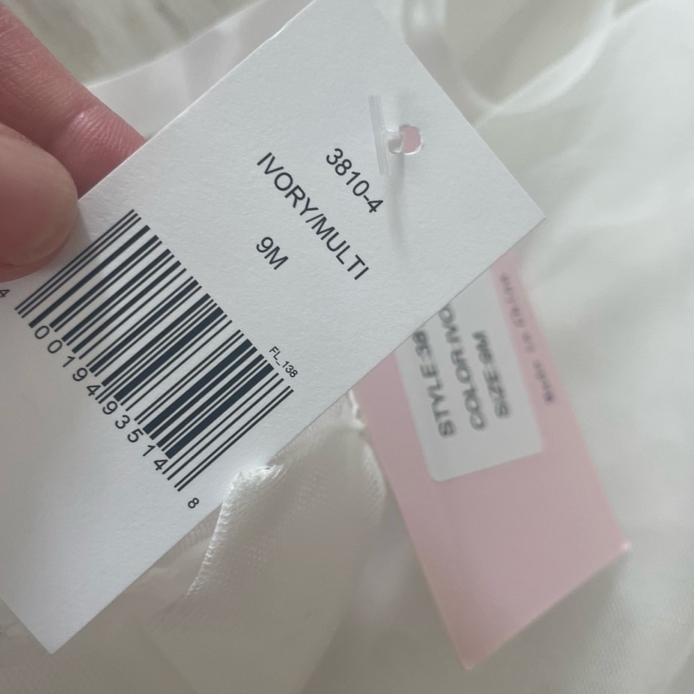 NWT BeBe Gabrielle‎ by Macis Design White Floral Christening Tulle Dress Size 9M - Picture 6 of 7